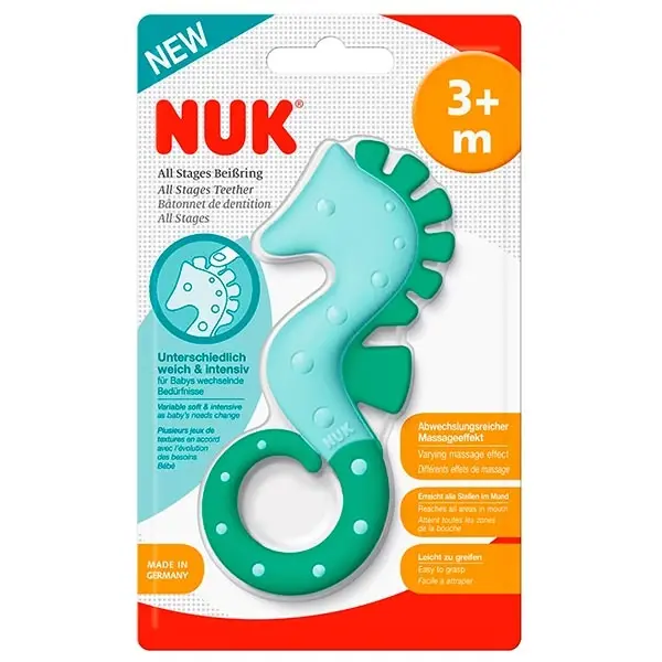 NUK Прорезыватель пластиковый sea horse 3+ мес