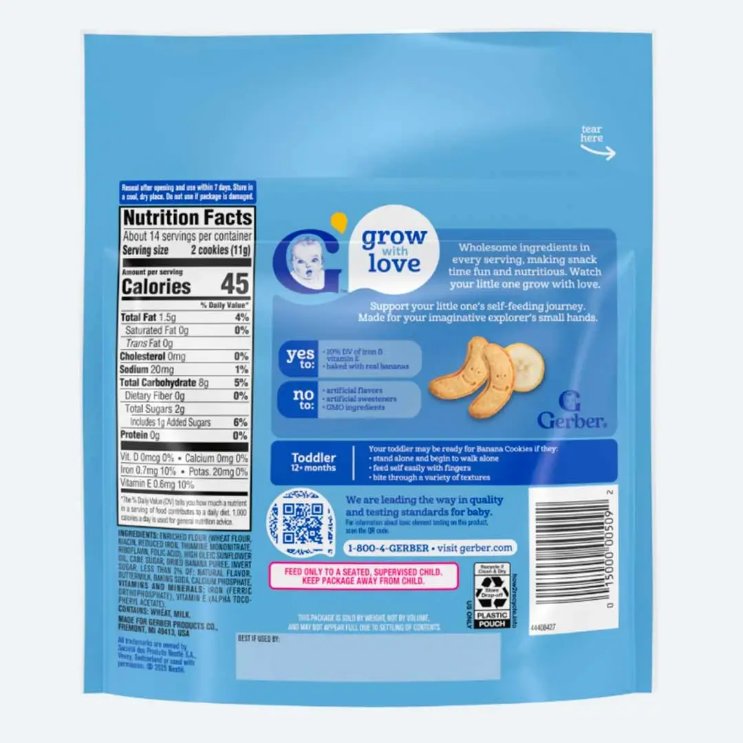 Печенье Gerber Cookies банан пауч 12+ мес 142 гр