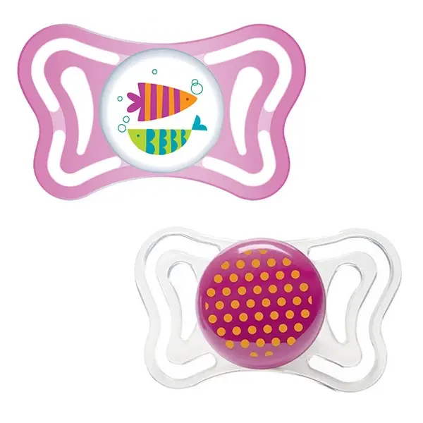 Пустышка Chicco Physio Light 16-36 мес рыбка и горошек 2 шт