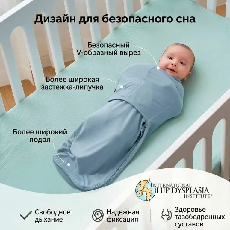Пеленка кокон Momcozy Swaddle wraps 0-3 мес Girafe&Leaf