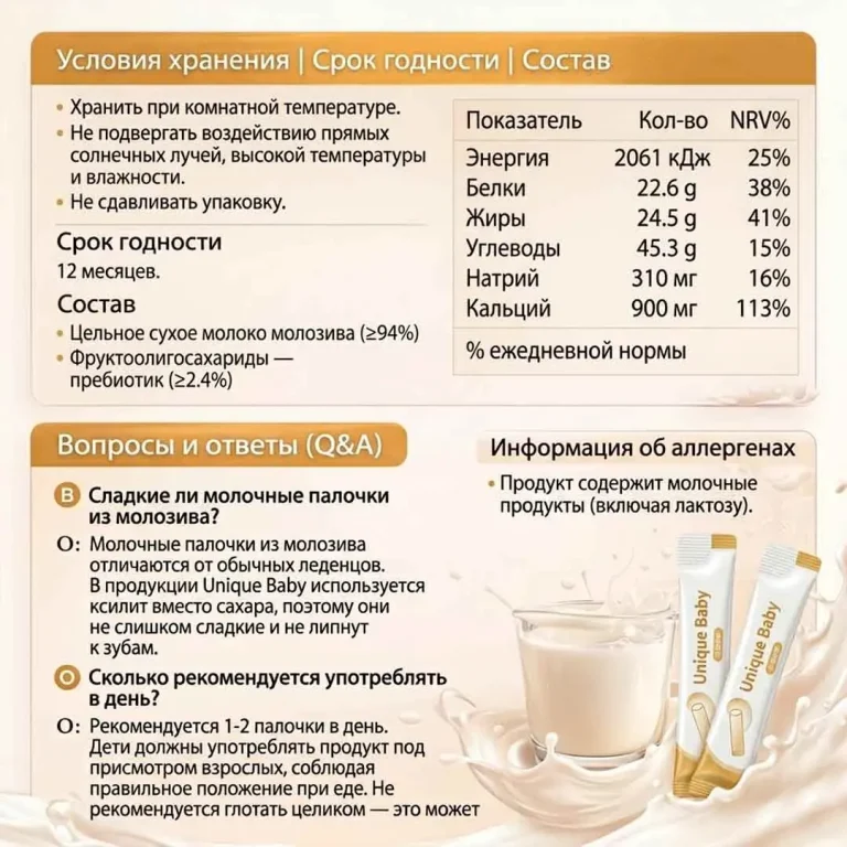 Молочные леденцы Unique Baby 12+ мес 6 гр 1шт