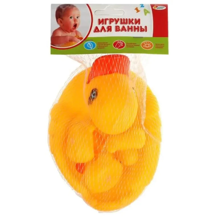 Игрушка для ванны Играем вместе утка-мыльница с утятами в сетке