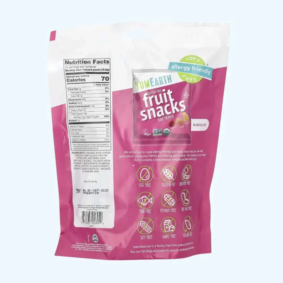 Мармелад YumEarth Organic Tropical со вкусом ананаса, манго и черники 19,8 гр