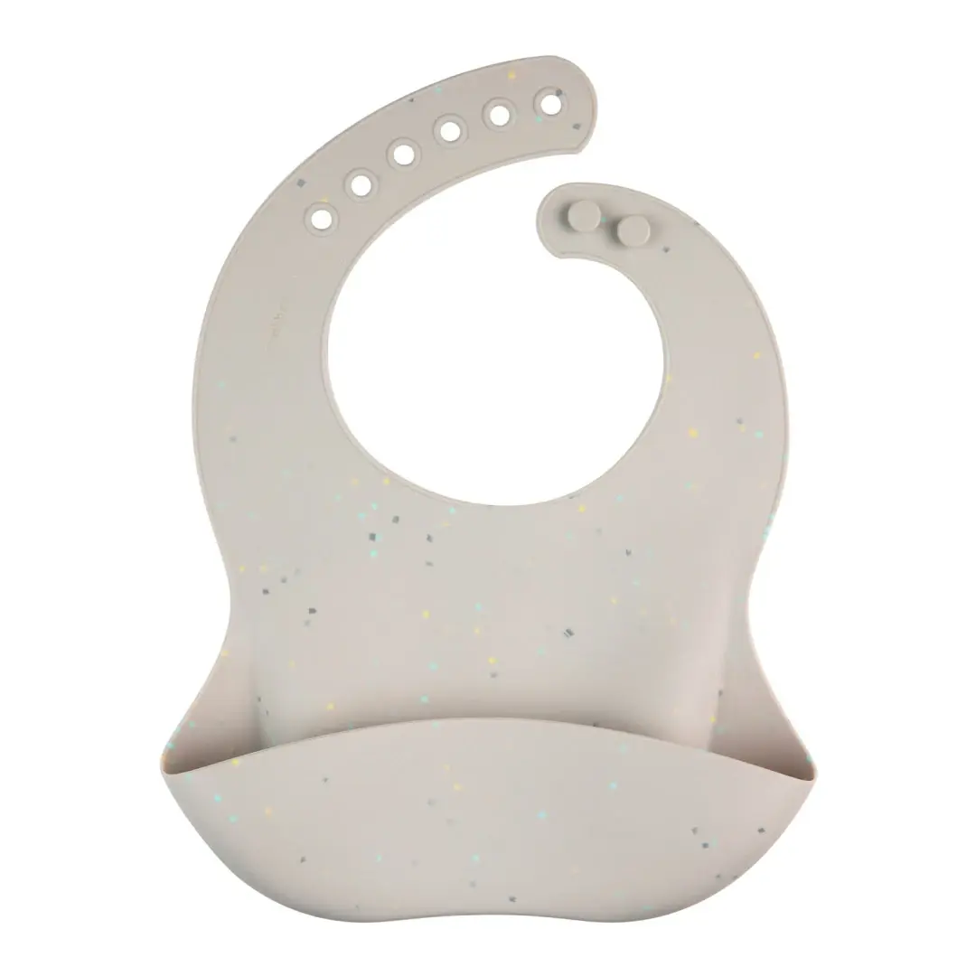 Силиконовый нагрудник Canpol Babies Dots 4+ мес серый