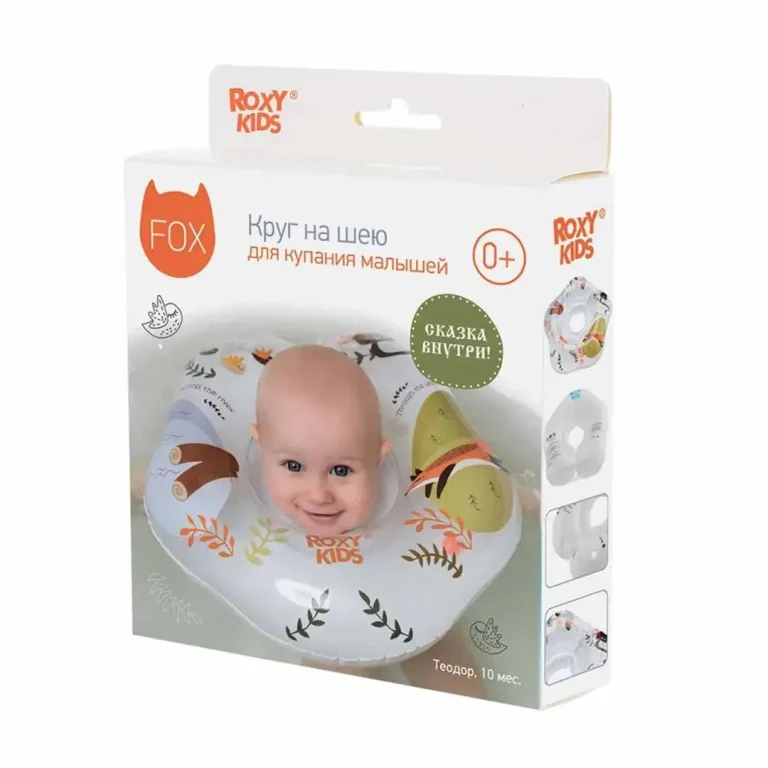 Круг для купания ROXY-KIDS Fairytale надувной на шею + сказка 38*39 см Fox 0-3 лет