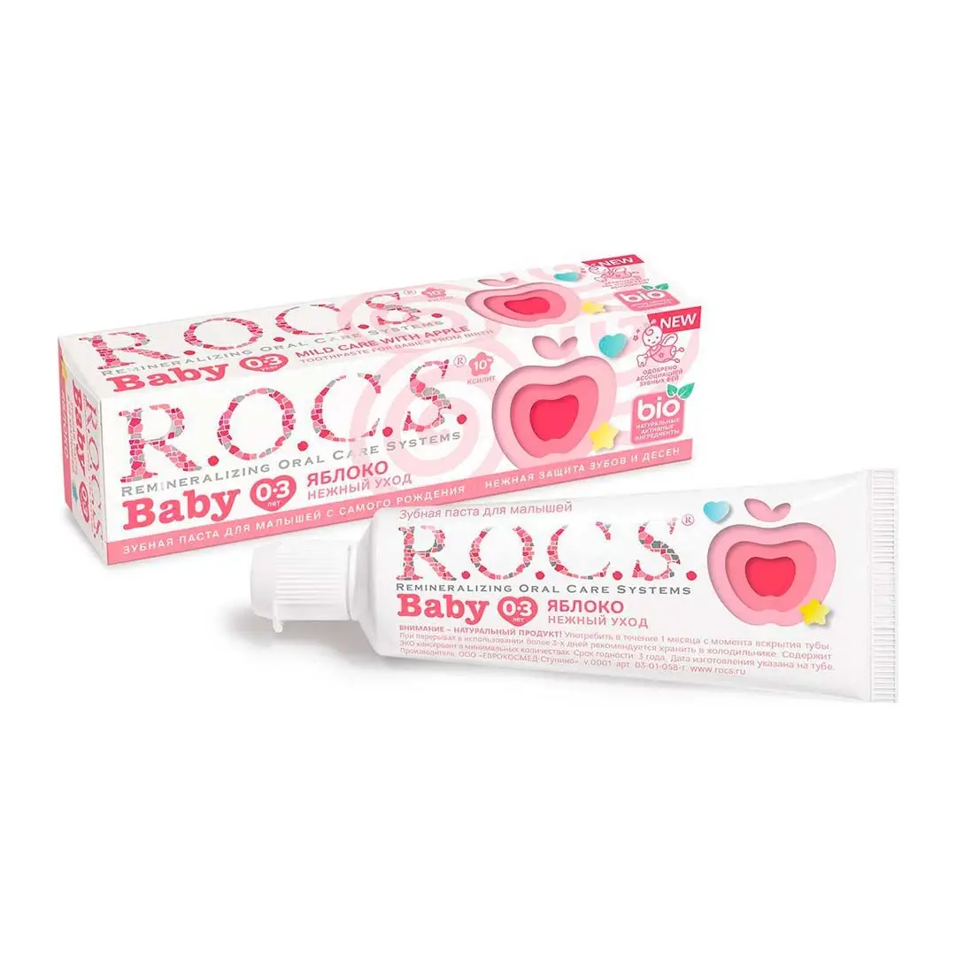 Зубная паста R.O.C.S Baby Нежный Уход Яблоко 0-3 года 45 гр