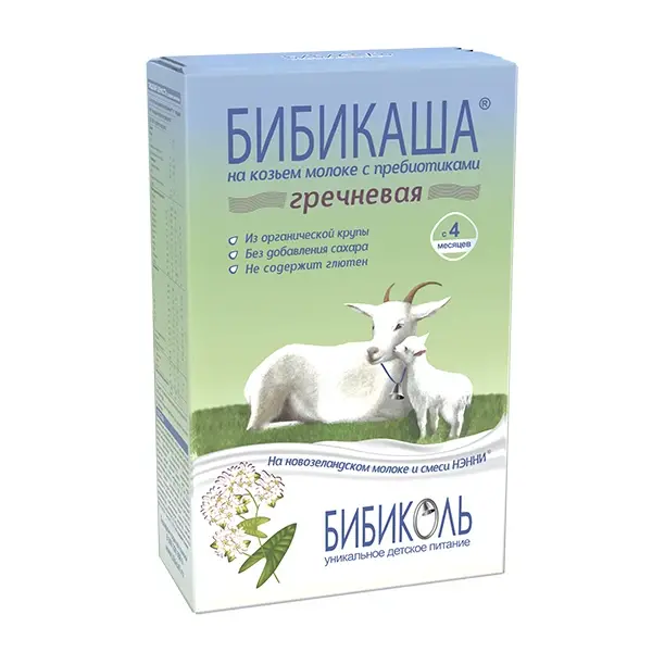 Каша Бибиколь на козьем молоке гречневая 200 гр. 4+ мес.