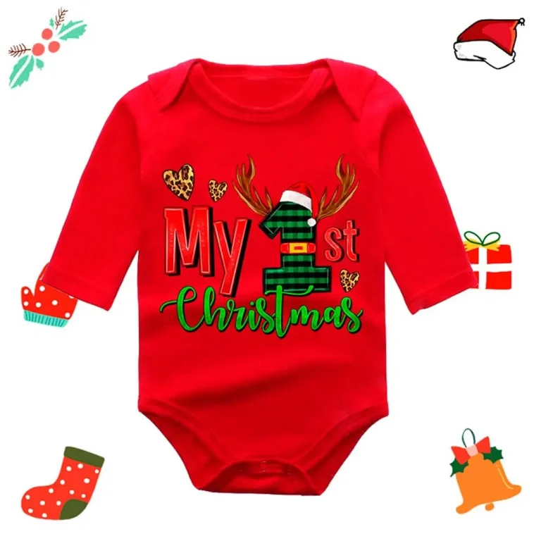 Боди новогодний с длинным рукавом сердечки first christmas