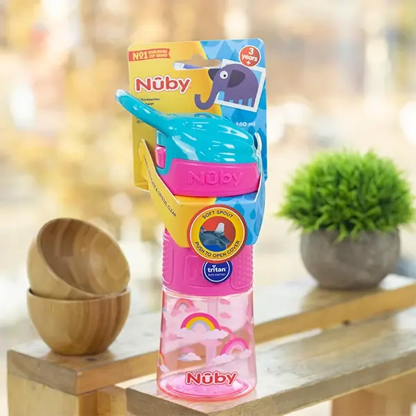 Поильник Nuby мягким носиком и трубочкой Tritan 360мл 3+ лет.