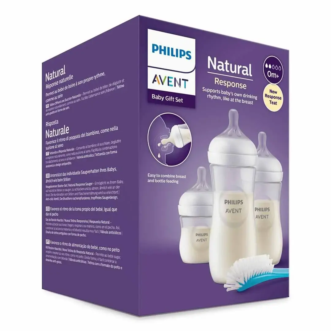 Набор пластиковых бутылочек Philips Avent Natural Response 0+ мес. (+щётка) SCD837/12