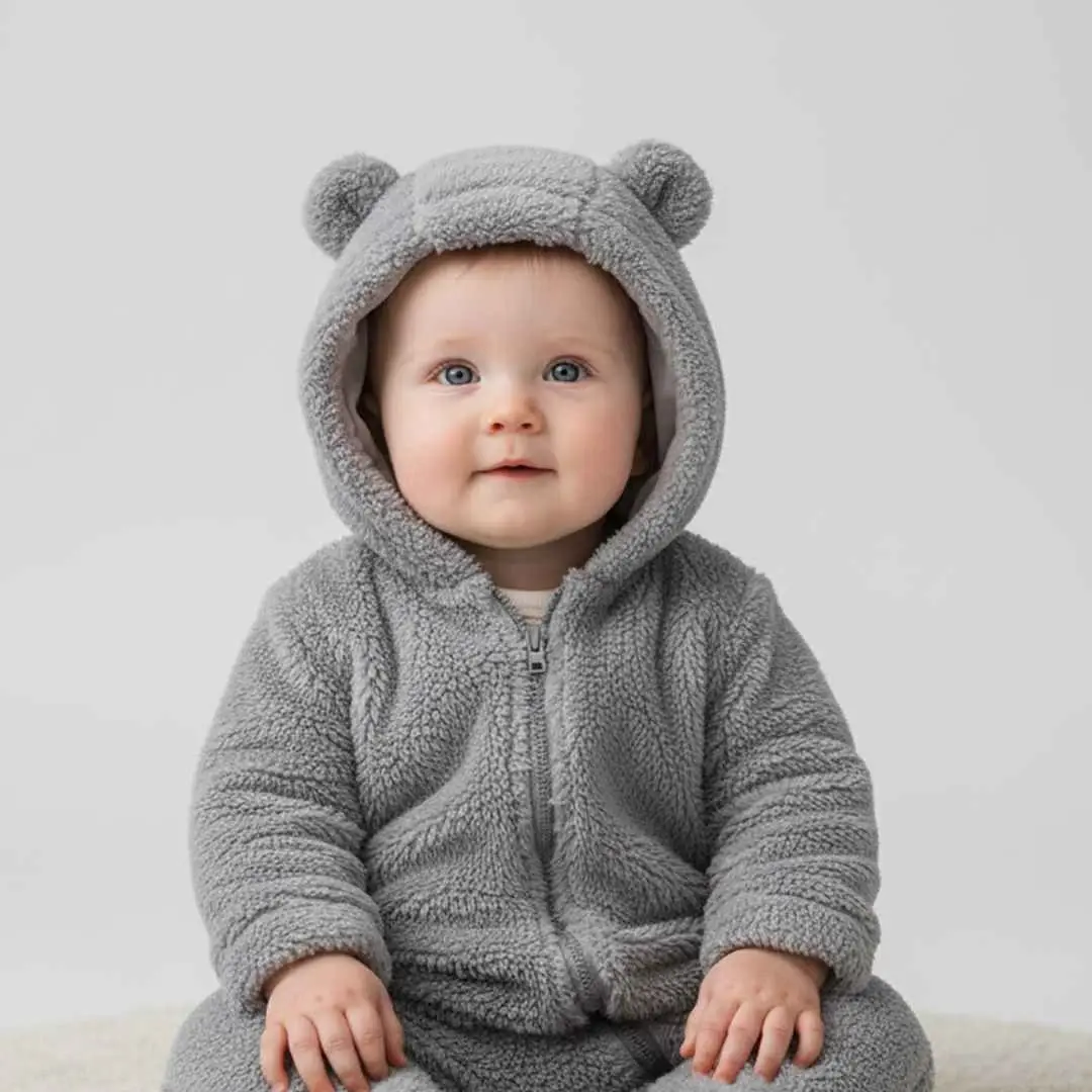 Плюшевый комбинезон Baby series однотонный с ушками Серый