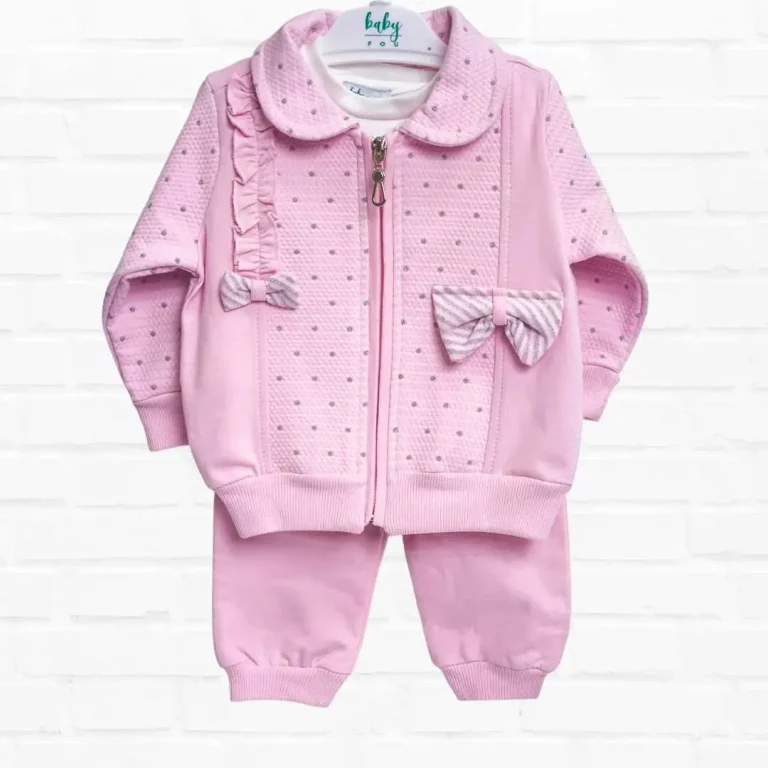 Комплект 3ка Baby fou свитшот + штаны + толстовка на молнии бантики Розовый