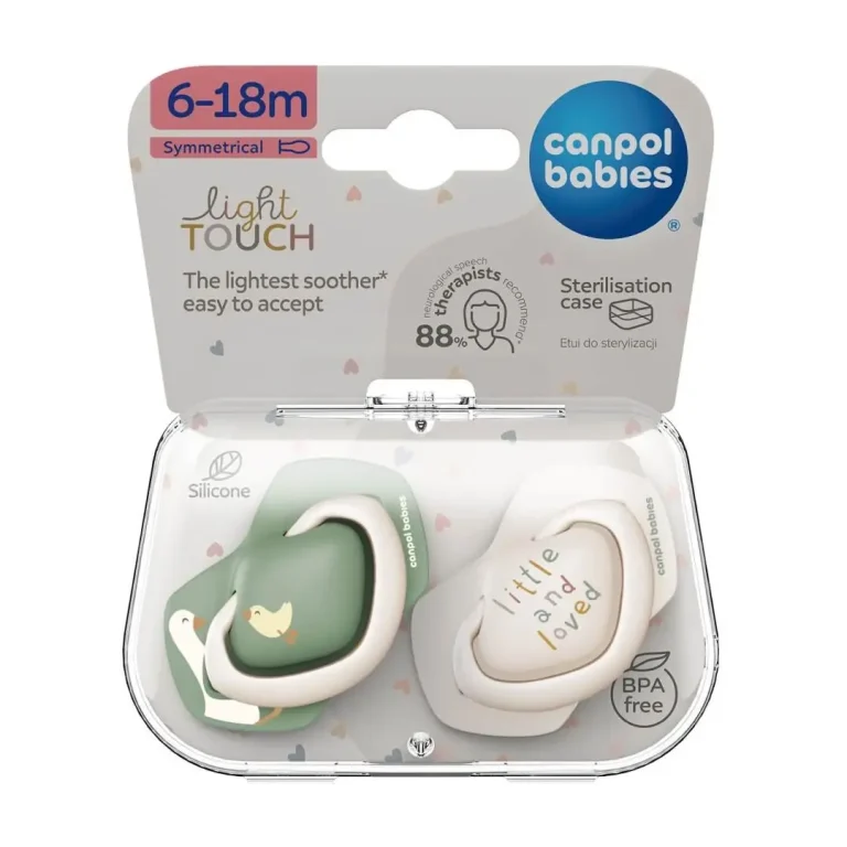 Силиконовая пустышка Canpol Babies light TOUCH симметричная гусь 6-18 мес 2 шт