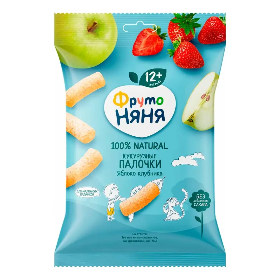 Кукурузные палочки ФрутоНяня с яблоком и клубникой