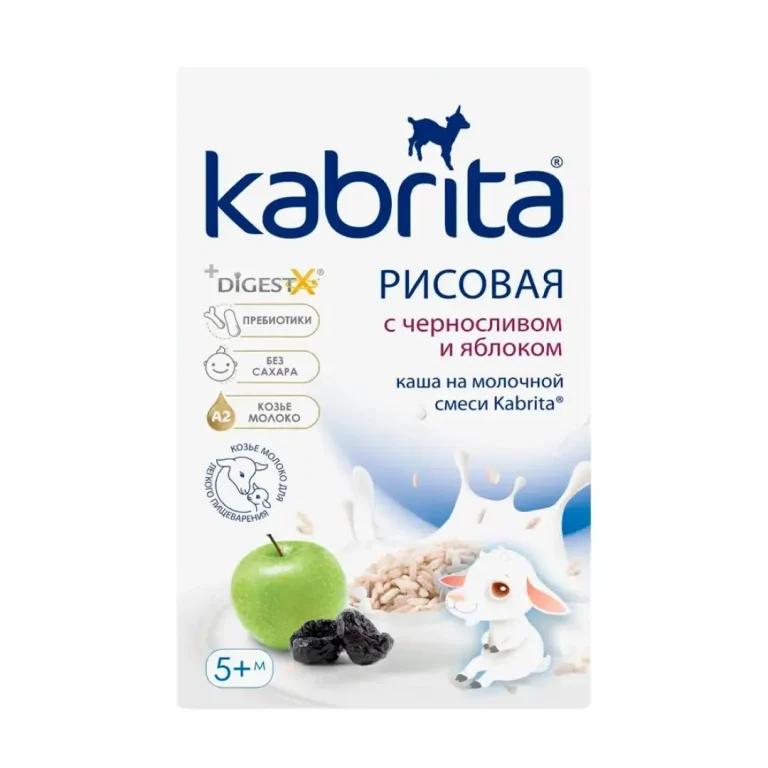 Рисовая каша Kabrita на молочной смеси с яблоком и черносливом 180 гр 5+ мес