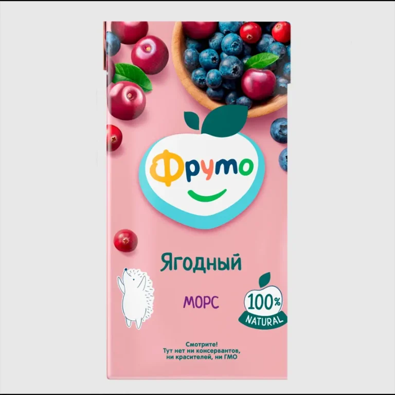 Морс ФрутоНяня из клюквы, черники и вишни, 500 мл, с 5+ мес