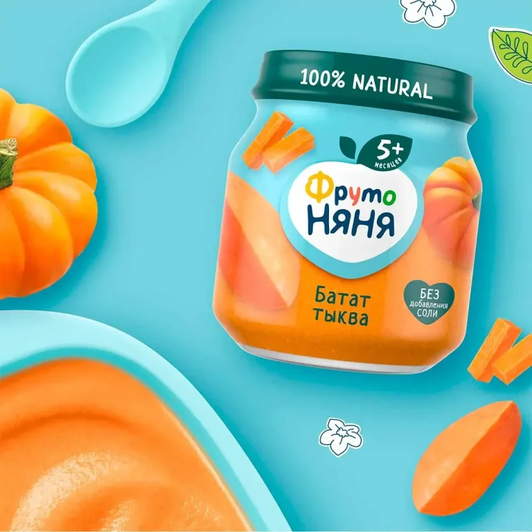 Пюре ФрутоНяня из батата и тыквы, 110 г, с 5+ мес