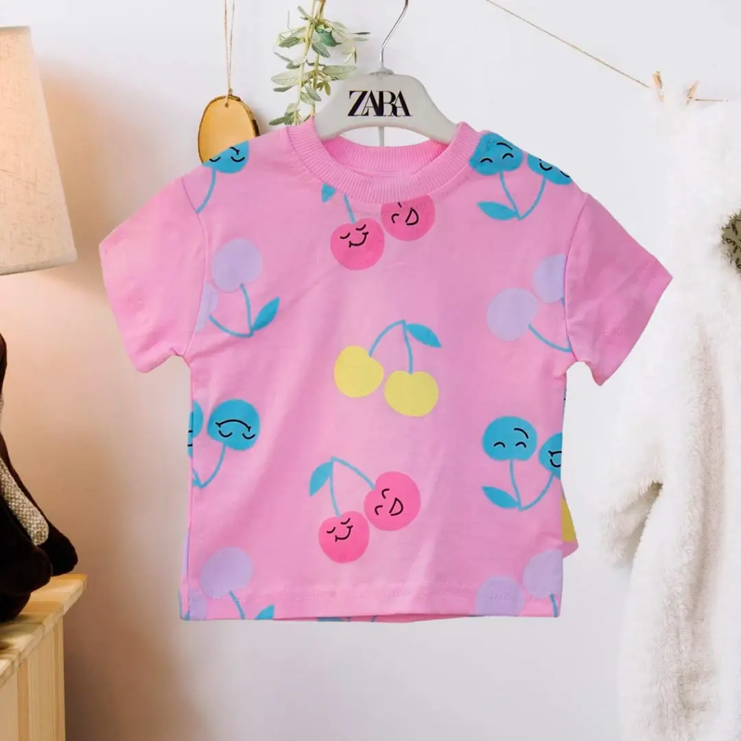 Комплект 2ка ZARA Вишенки футболка + шорты Розовый