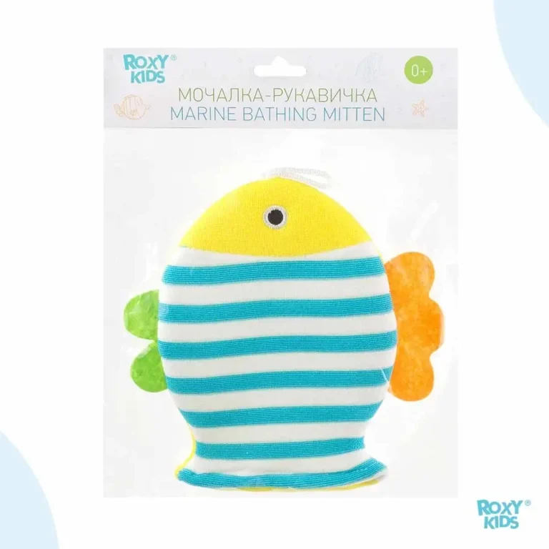 Мочалка-рукавичка ROXY-KIDS рыбка махровая 0+ мес