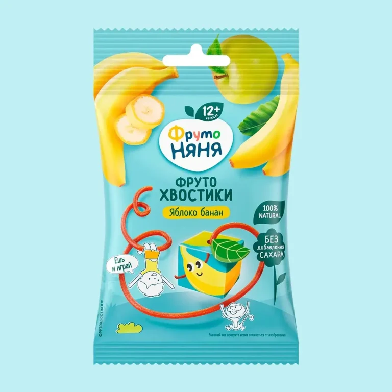 ФрутоНяня ФрутоХвостики с яблоком и бананом, 15 г, с 12+ мес