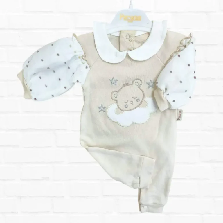 Слип Palmarius baby на клепках мишка на облачке Бежевый