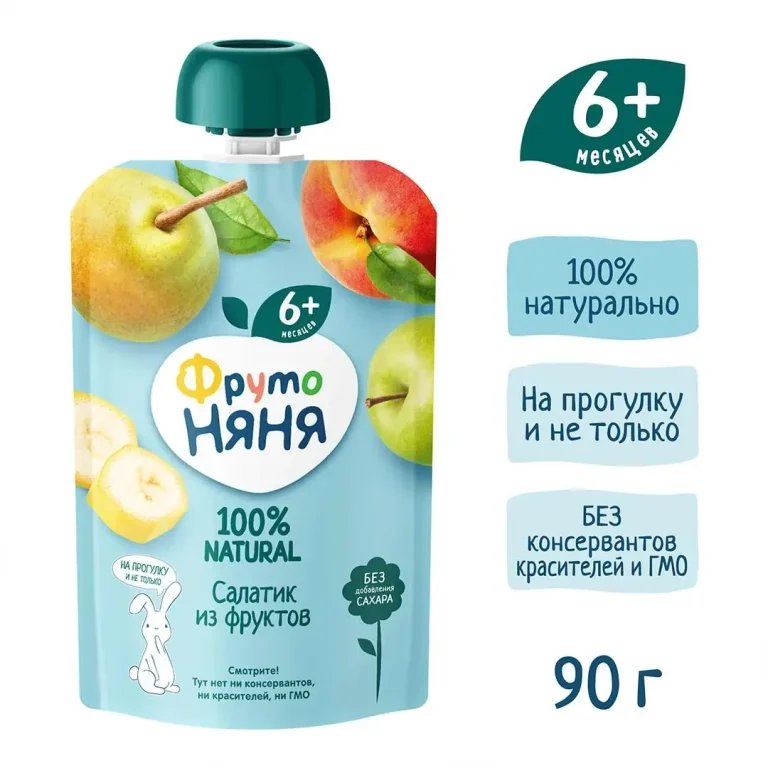 Пюре ФрутоНяня салатик из фруктов 90г пауч 6+ мес