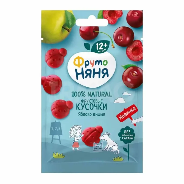 Фруктовые кусочки ФрутоНяня из яблок и вишни 12+ мес 15 гр