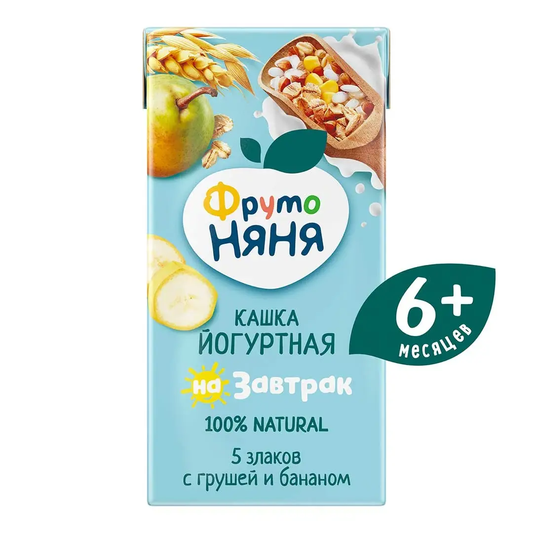 Кашка ФрутоНяня молочная “йогуртовая” 5 злаков с грушей и бананом 200 мл 6+ месяцев