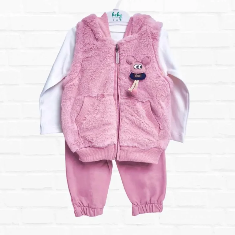 Комплект 3ка Baby fou свитшот + штаны + жилетка на молнии кошка мышка