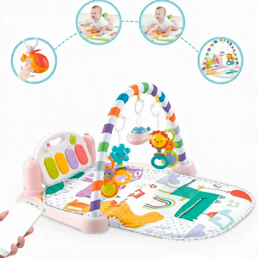 Развивающий коврик с проектором Babys piano gym mat Розовый