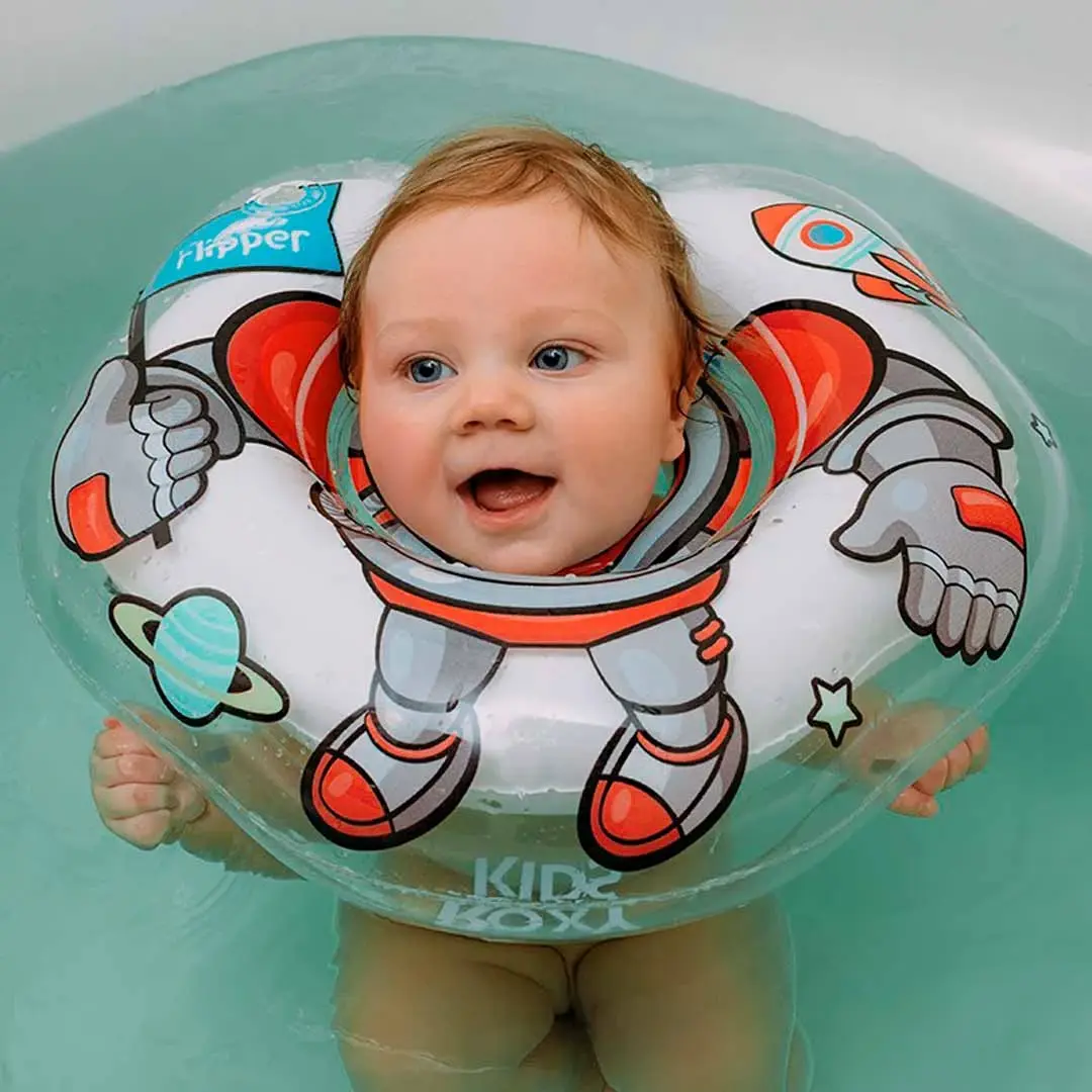 Круг для купания ROXY-KIDS Flipper надувной на шею 38х39 см Космонавт 0-3 лет