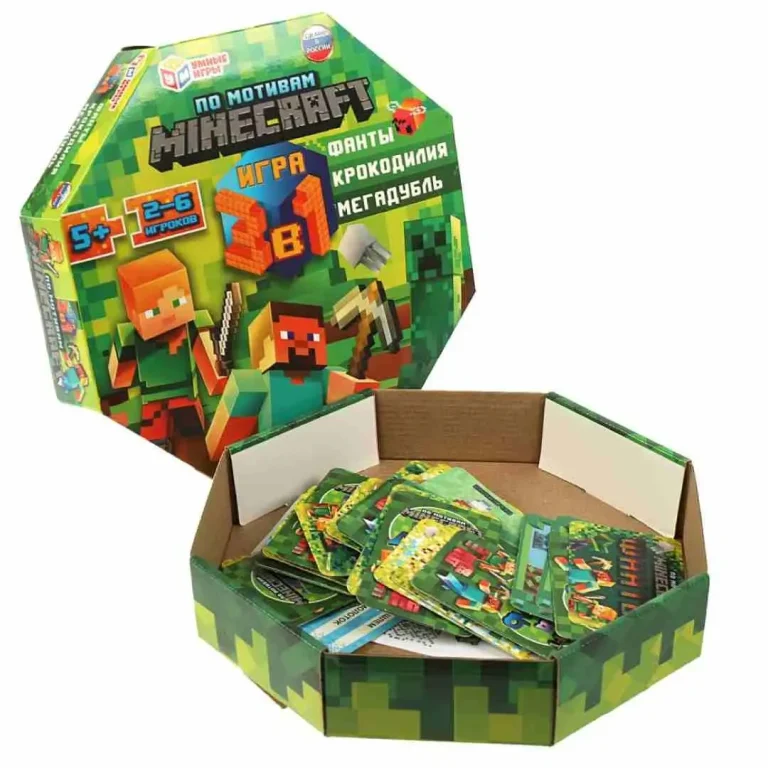 Настольная игра Умные игры по мотивам Minecraft 3в1 5+ лет