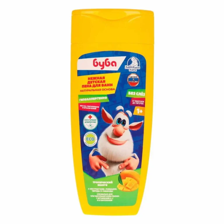 Пена для ванн БУБА тропический манго с экстр ромашки череды лаванды 12+ мес 250мл