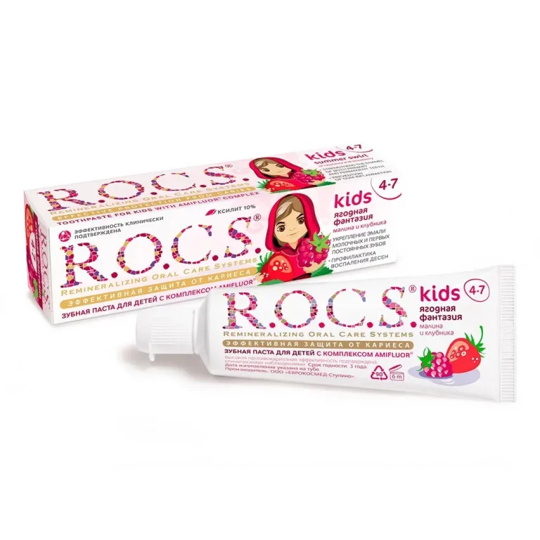 Зубная паста R.O.C.S. Kids Ягодная Фантазия со вкусом Малины и Клубники 4-7 лет 45 гр