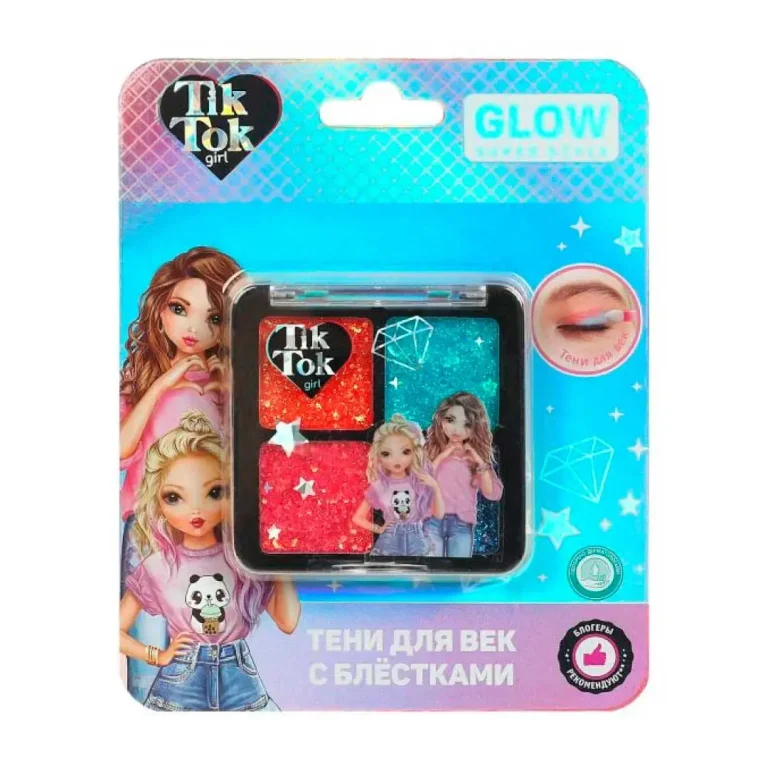 Тени для век с блестками 4 цвета Tik Tok Girl