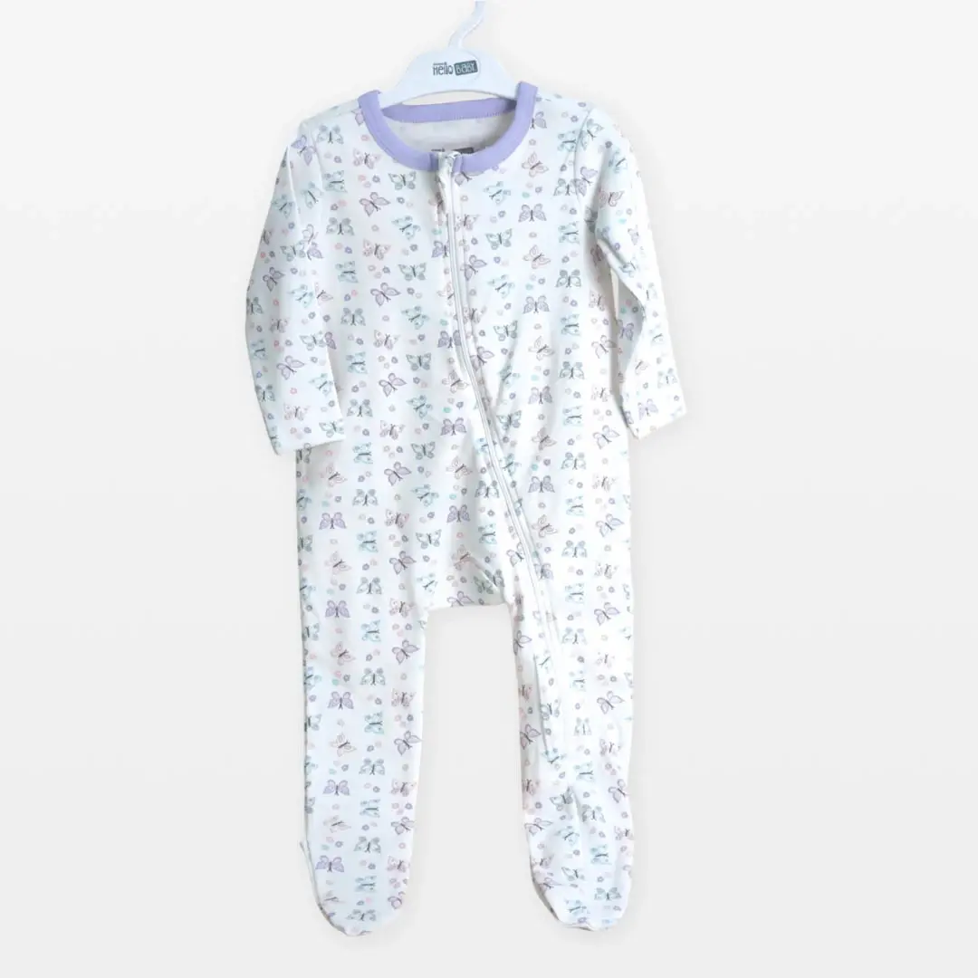 Слип на молнии Hello Baby Бабочки Белый