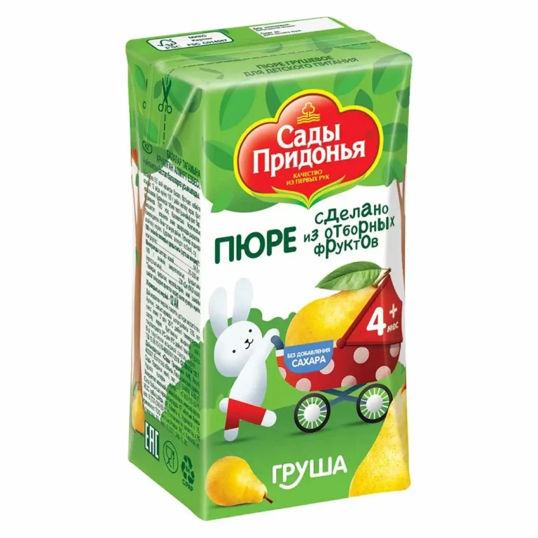 Пюре Сады Придонья груша 125 гр 4+ месяцев