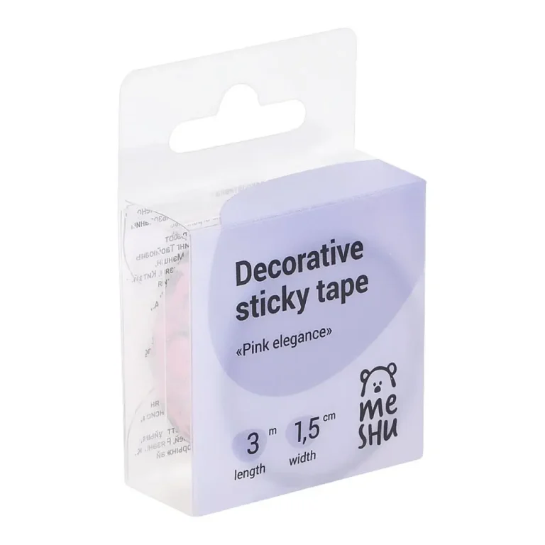 Клейкая лента декоративная MESHU Pink elegance, 1,5см*3м