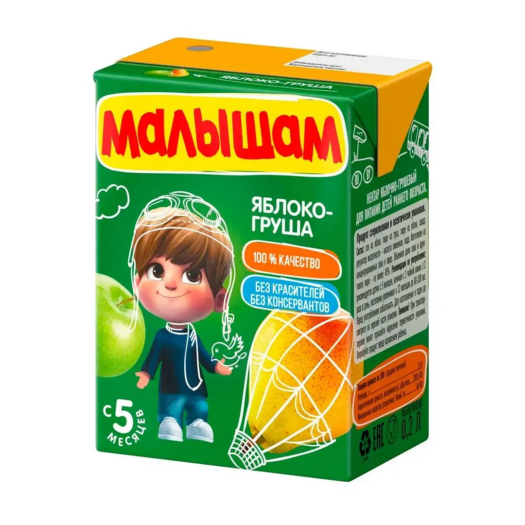 Нектар Малышам Яблоко-груша с 5 мес, 200 мл
