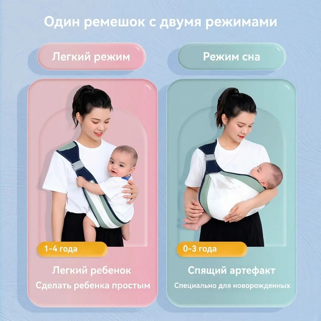 Переноска для детей хипсит слинг для новорожденных Серый