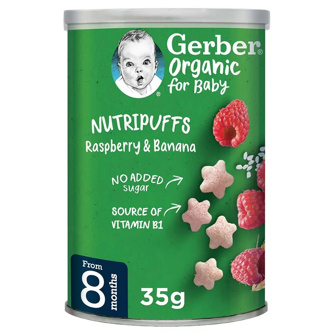 Gerber Organic Nutripuffs Banana rasberry 12+ мес 35 гр