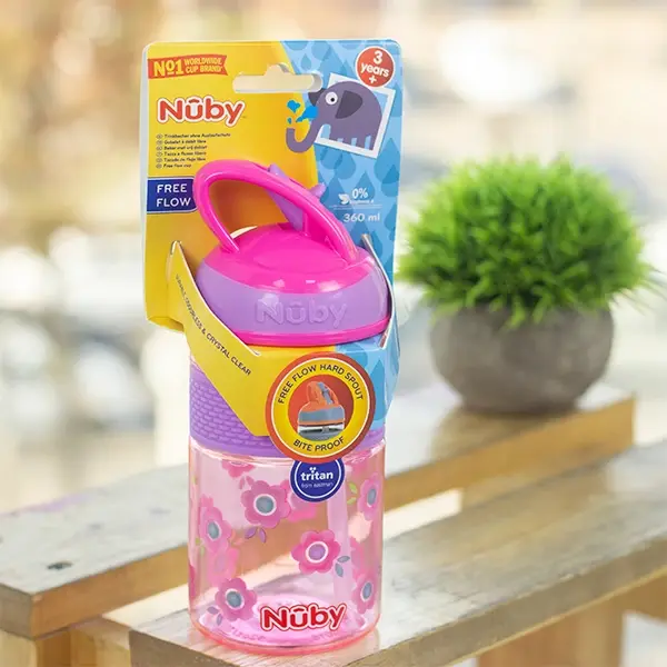 Поильник Nuby 2 в1 жестким носиком и трубочкой Tritan 360мл 3+ лет.