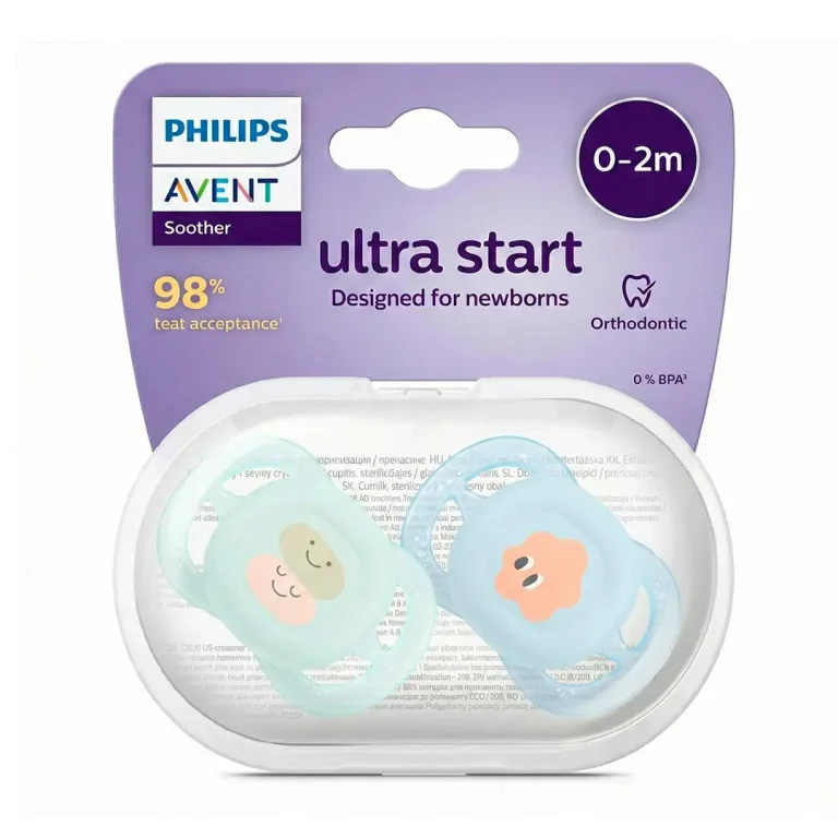 Пустышка Philips Avent Ultrastart Смайлики Клякса 0-2 мес 2 шт