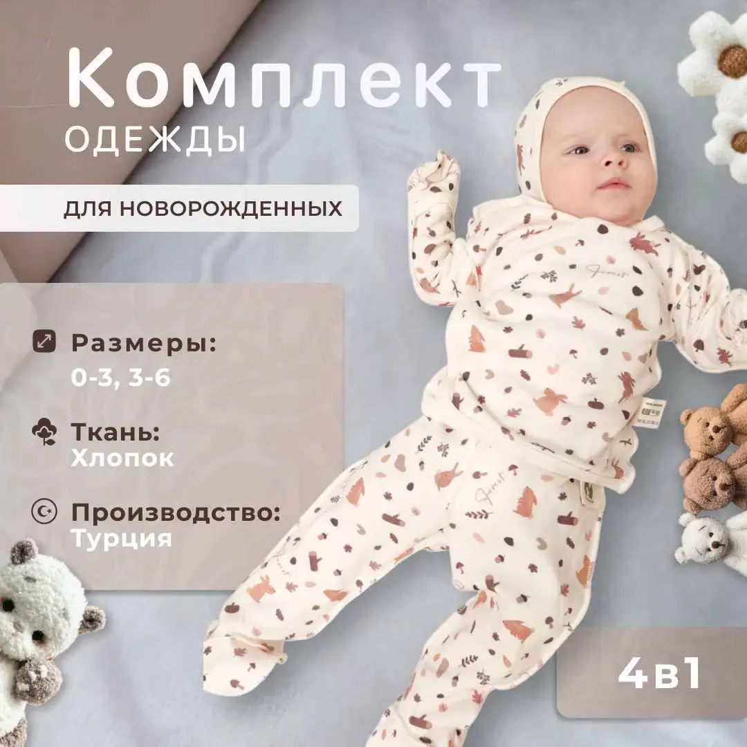 Комплект 4ка Я родился forest заяц