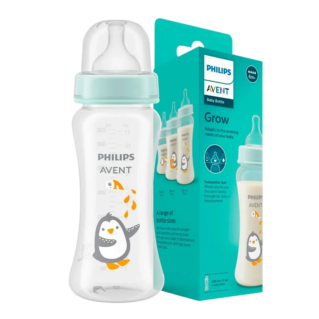 Пластиковая бутылочка Phlips Avent Baby bottle essentail grow пингвин 330 мл 0+ мес SCY064/01