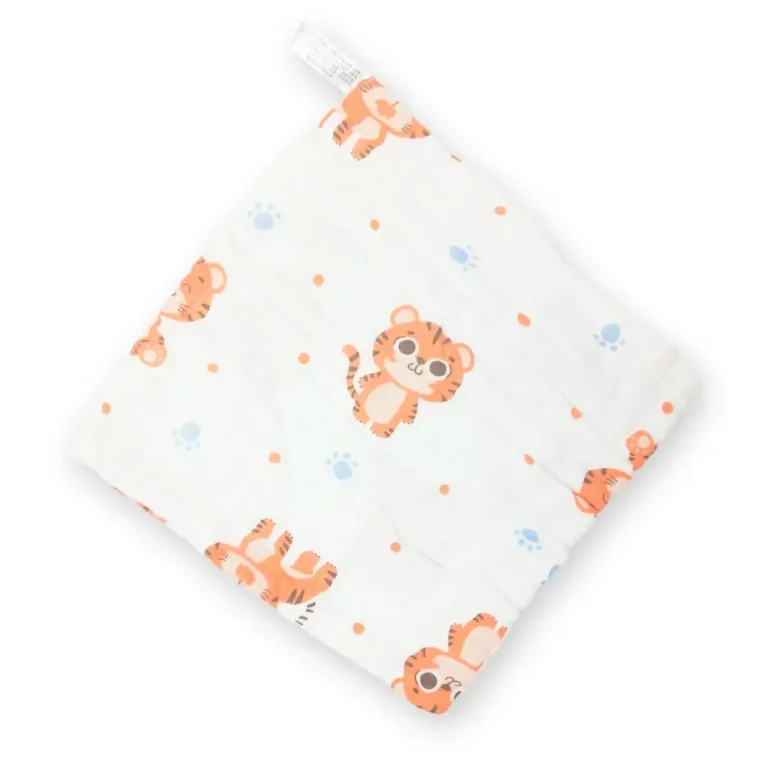 Муслиновый слюнявчик квадрат Тигренок 25*25 см