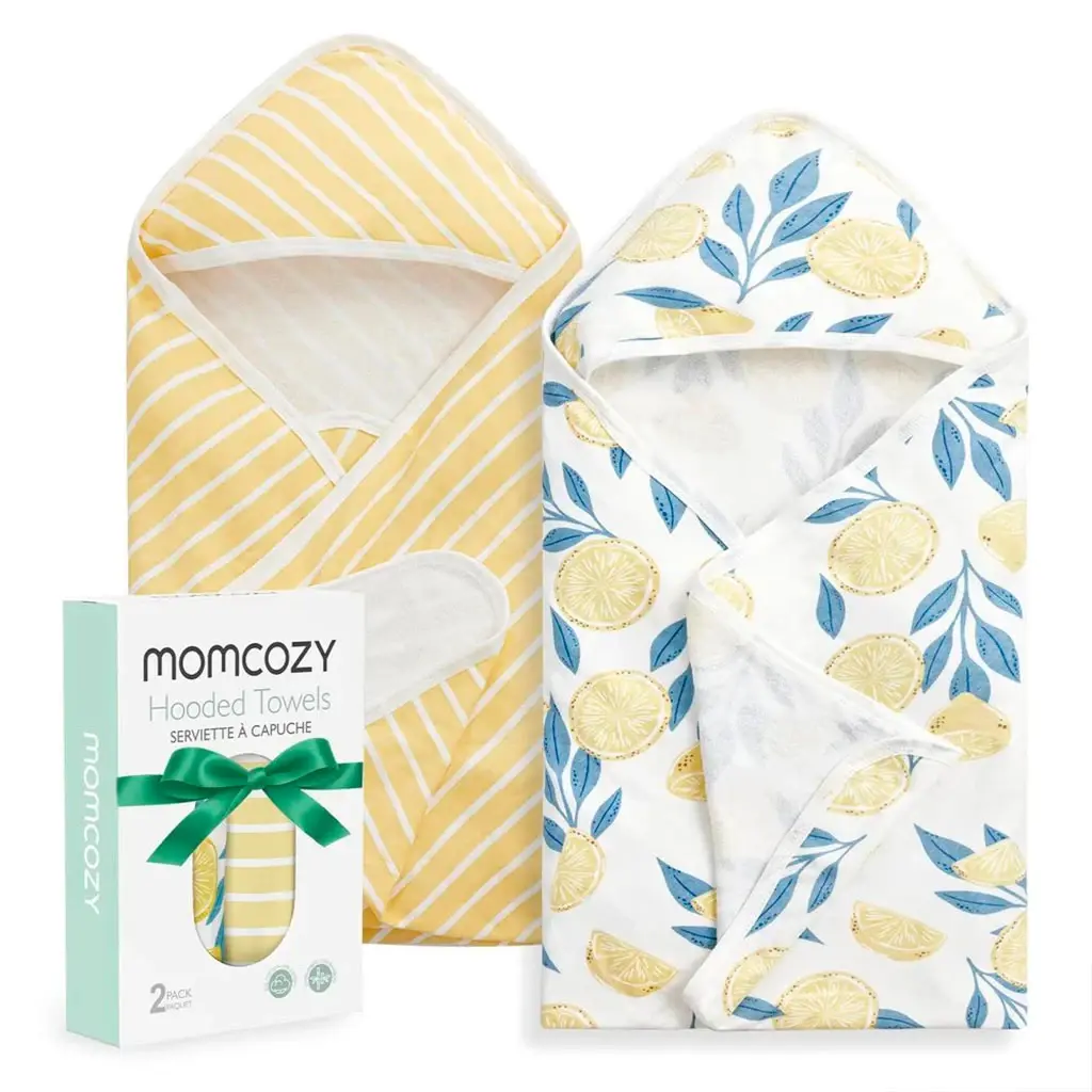 Полотенце с капюшоном Momcozy Lemon Leaves 2шт