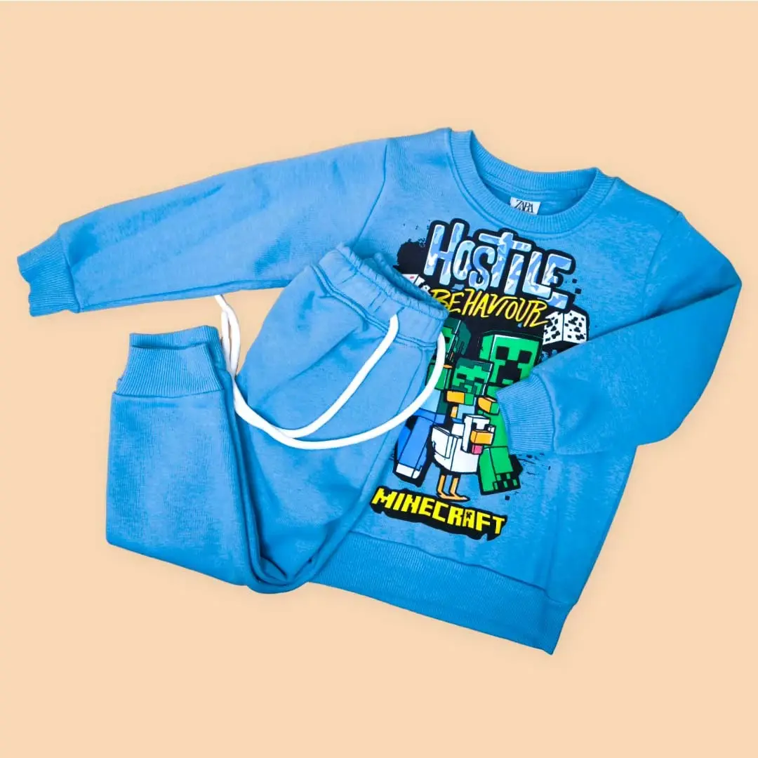 Комплект 2ка ZARA Minecraft Hostile свитшот + штаны Синий