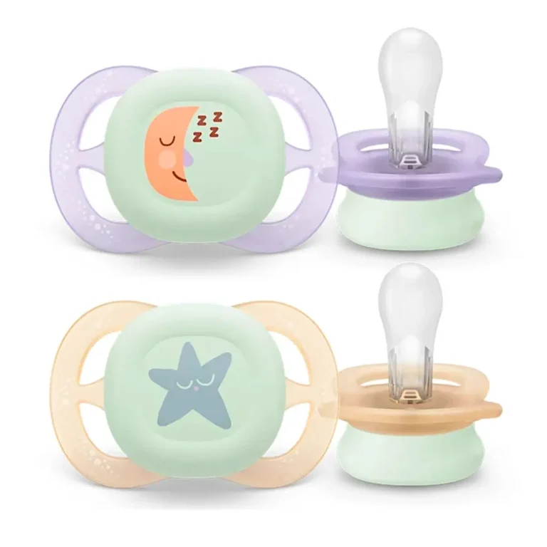 Пустышка Philips Avent Ultrastart Nighttime Луна звезда Фиолетовый, молочный 0-2 мес 2 шт
