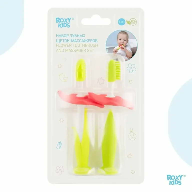 Набор ROXY-KIDS Зубная щетка+массажер Зеленый